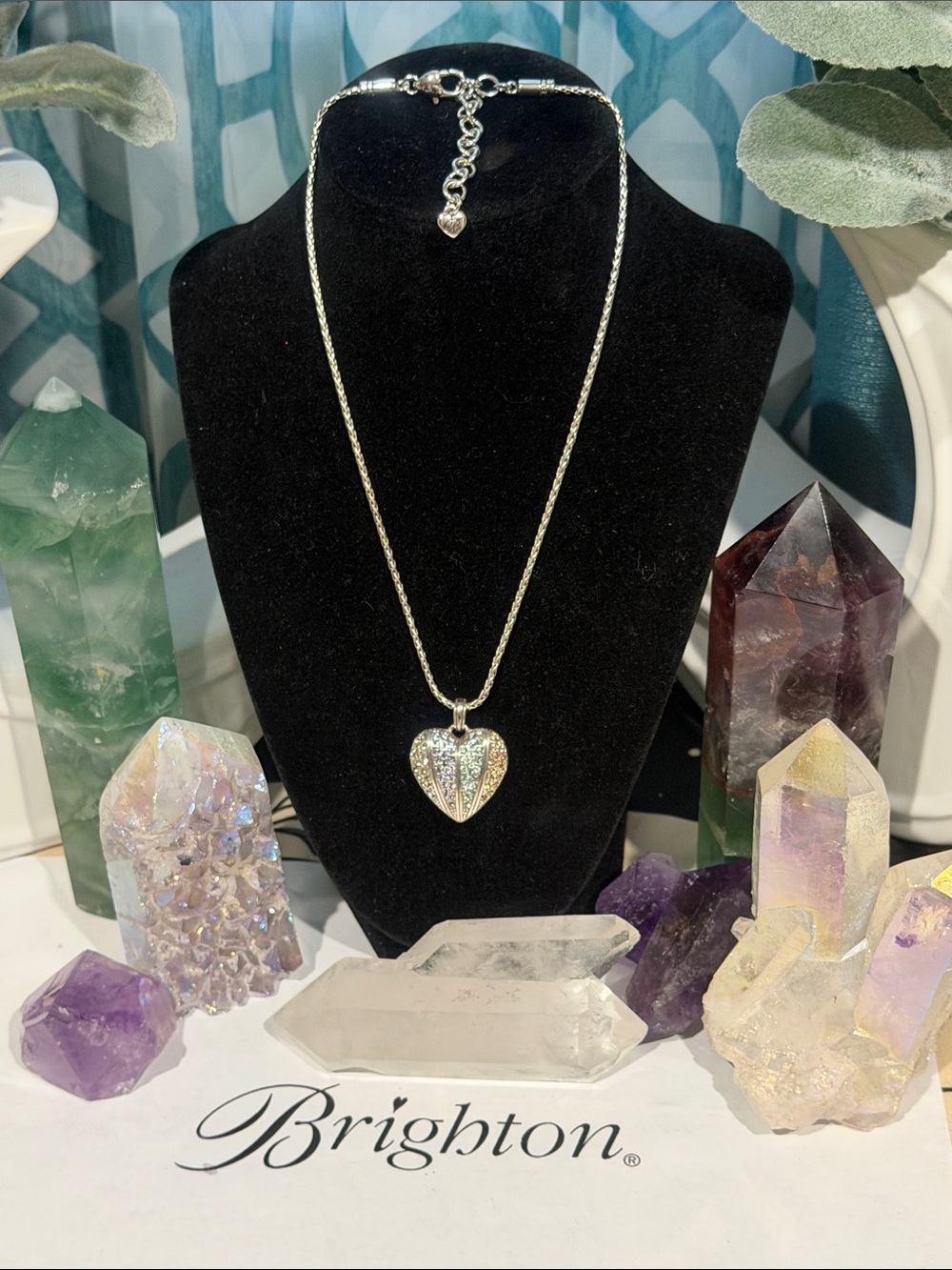 ❤️💎 ‘APHRODITE’ RARE BRIGHTON VTG Silver Heart Swarovski Crystal Necklace!